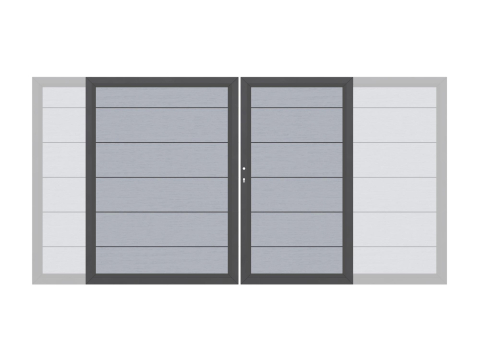 System WPC XL Doppeltor grau 2036 H:180cm, Anthrazitrahmen, Sonderbreite