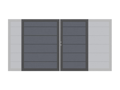 System WPC XL Doppeltor anthrazit 2036 H:180cm, Anthrazitrahmen, Sonderbreite