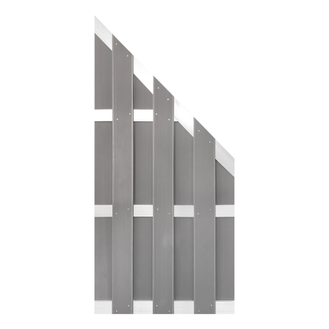 Groja WPC Fertigzaunelement 84,3x180-90cm hellgrau gerillt