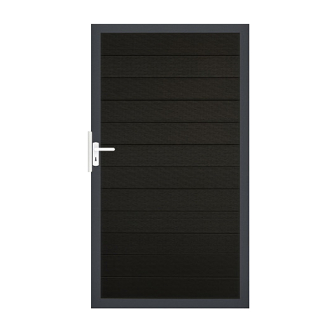 GrojaSolid BPC Steckzaun Universal Tor 100x180cm schwarz co-exdrudiert - Alu-anthrazit DB703