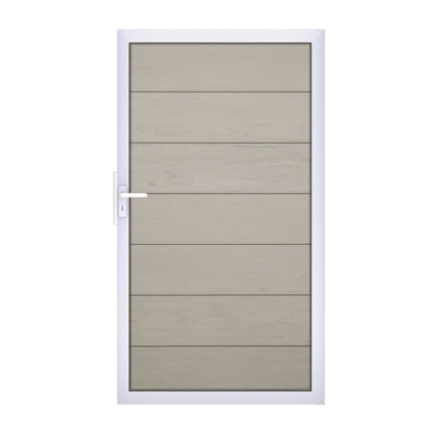 Groja Solid Grande BPC Steckzaun Tor Sonderbreite H:180cm BiColor Sand, Alu-blank EV1