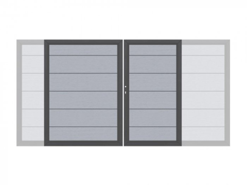 System WPC XL Doppeltor grau 4588 mit E-Antrieb H:180cm, Anthrazitrahmen, Sonderbreite