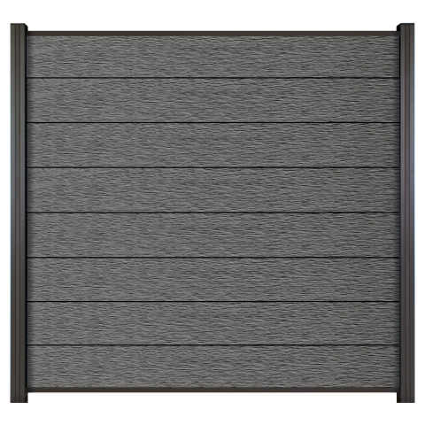 Elephant Steckzaun Modular 180 WPC Rock Grey co-extrudiert, Leisten Anthrazit 180x174cm