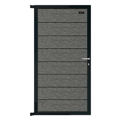 Elephant Zauntor Modular 180 WPC Rock Grey co-extrudiert 90x176cm, Leiste Anthrazit